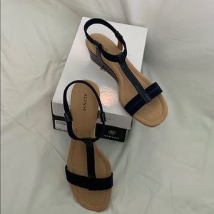 ALFANI Navy Wedge Sandals